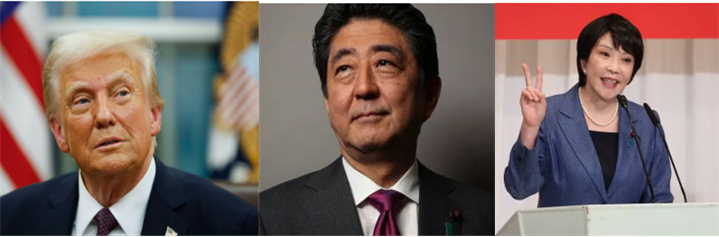 安倍氏、高市氏、トランプ氏の三者。