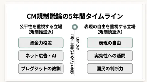 CM規制議論の5年間タイムライン